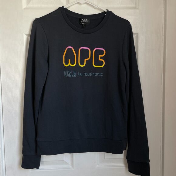 A.P.C. V2.0 Printed Cotton Sweatshirt In Blue - Picture 2 of 7